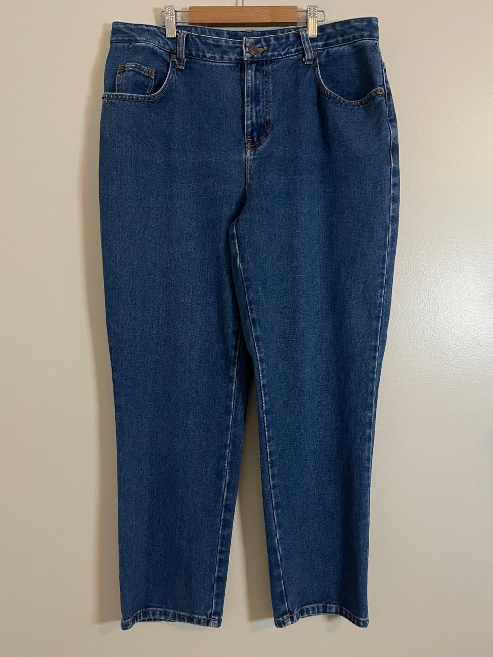 Bill Bass Jeans Womens 14P Blue Straight Leg Easy Fit High Waist Classic Vintage